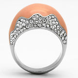 High polished (no plating) Stainless Steel Ring with Top Grade Crystal  in Clear
