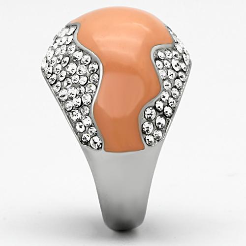 High polished (no plating) Stainless Steel Ring with Top Grade Crystal  in Clear
