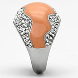 High polished (no plating) Stainless Steel Ring with Top Grade Crystal  in Clear