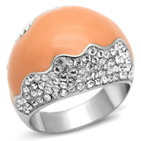 High polished (no plating) Stainless Steel Ring with Top Grade Crystal  in Clear