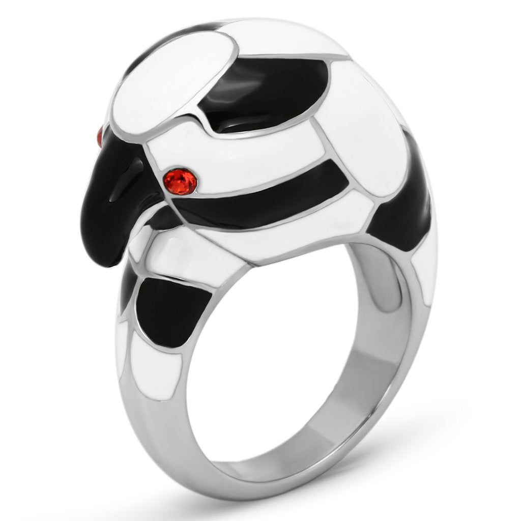 High polished (no plating) Stainless Steel Ring with Top Grade Crystal  in Orange