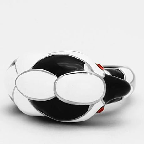 High polished (no plating) Stainless Steel Ring with Top Grade Crystal  in Orange