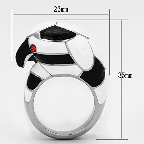 High polished (no plating) Stainless Steel Ring with Top Grade Crystal  in Orange