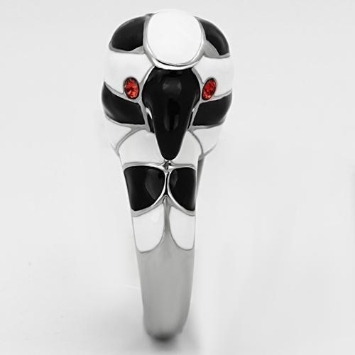 High polished (no plating) Stainless Steel Ring with Top Grade Crystal  in Orange