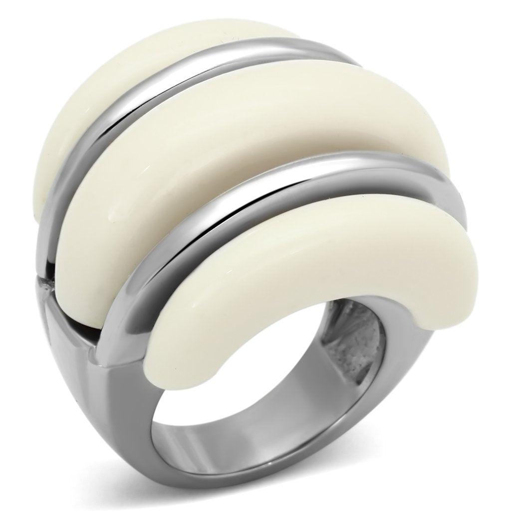 High polished (no plating) Stainless Steel Ring with Synthetic Synthetic Stone in Citrine Yellow