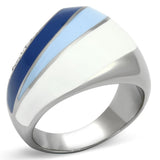 High polished (no plating) Stainless Steel Ring with Top Grade Crystal  in Clear