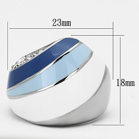 High polished (no plating) Stainless Steel Ring with Top Grade Crystal  in Clear