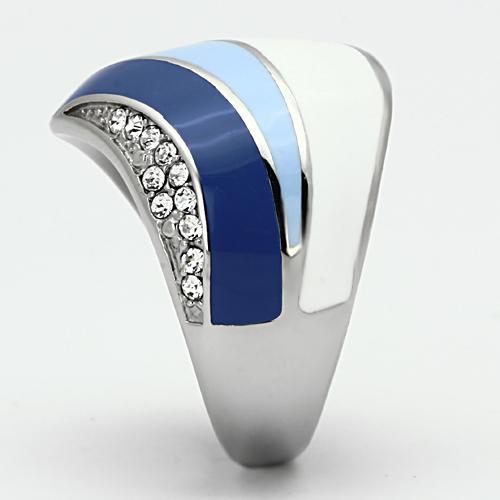 High polished (no plating) Stainless Steel Ring with Top Grade Crystal  in Clear