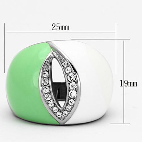 High polished (no plating) Stainless Steel Ring with Top Grade Crystal  in Clear