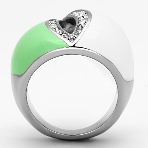 High polished (no plating) Stainless Steel Ring with Top Grade Crystal  in Clear