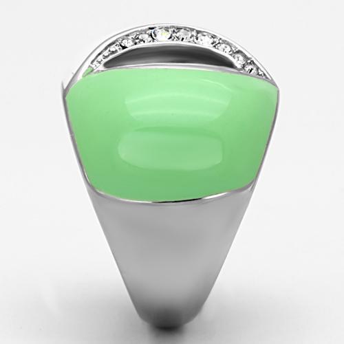 High polished (no plating) Stainless Steel Ring with Top Grade Crystal  in Clear