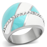 High polished (no plating) Stainless Steel Ring with Top Grade Crystal  in Clear