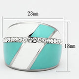 High polished (no plating) Stainless Steel Ring with Top Grade Crystal  in Clear