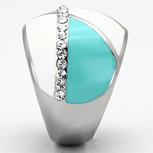 High polished (no plating) Stainless Steel Ring with Top Grade Crystal  in Clear