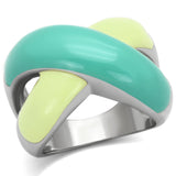 High polished (no plating) Stainless Steel Ring with Epoxy  in Multi Color