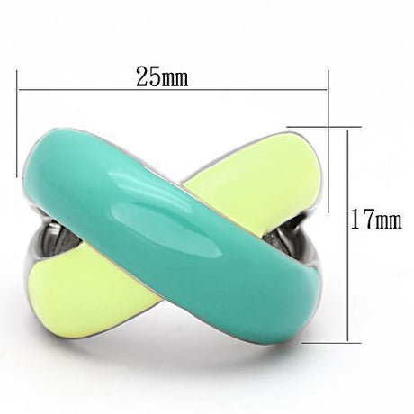 High polished (no plating) Stainless Steel Ring with Epoxy  in Multi Color