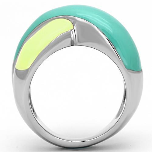 High polished (no plating) Stainless Steel Ring with Epoxy  in Multi Color