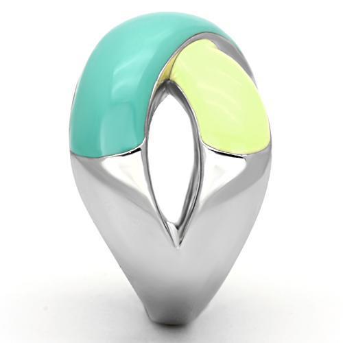 High polished (no plating) Stainless Steel Ring with Epoxy  in Multi Color