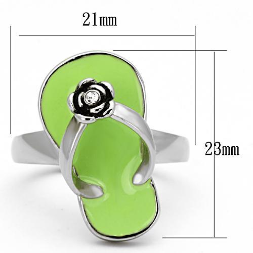 High polished (no plating) Stainless Steel Ring with Top Grade Crystal  in Clear