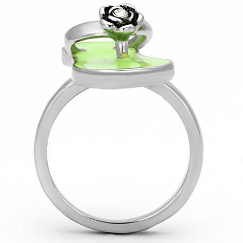 High polished (no plating) Stainless Steel Ring with Top Grade Crystal  in Clear