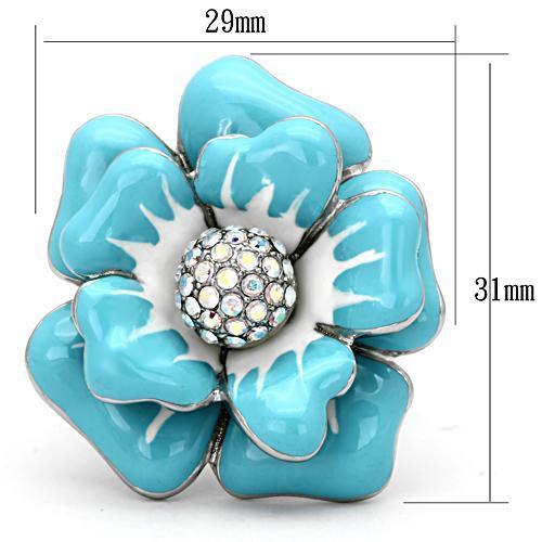 High polished (no plating) Stainless Steel Ring with Top Grade Crystal  in Aurora Borealis (Rainbow Effect)