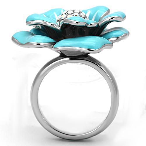 High polished (no plating) Stainless Steel Ring with Top Grade Crystal  in Aurora Borealis (Rainbow Effect)