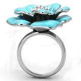 High polished (no plating) Stainless Steel Ring with Top Grade Crystal  in Aurora Borealis (Rainbow Effect)