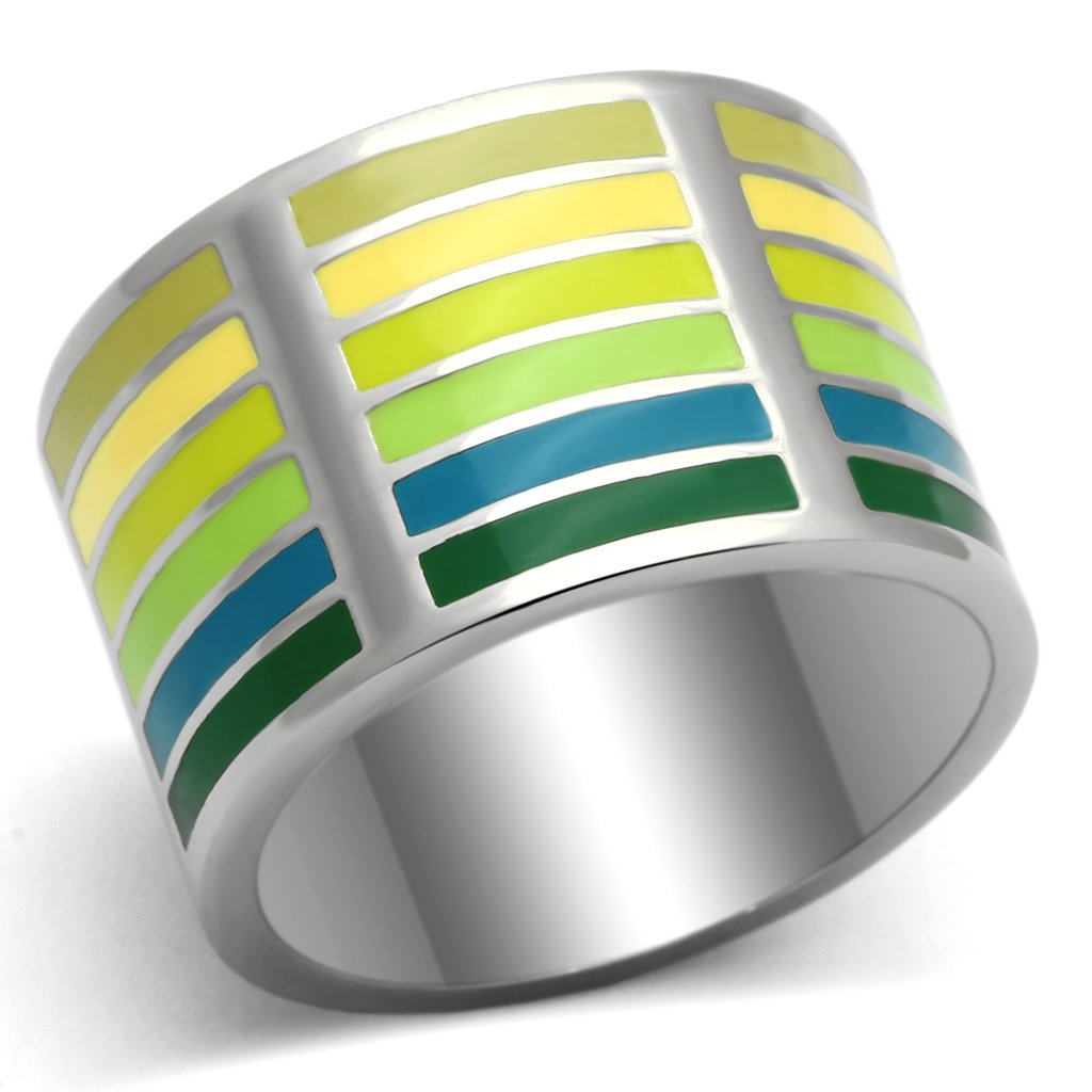 High polished (no plating) Stainless Steel Ring with Epoxy  in Multi Color