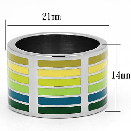 High polished (no plating) Stainless Steel Ring with Epoxy  in Multi Color