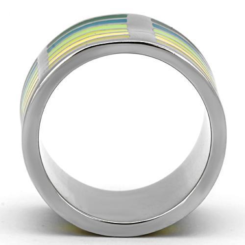 High polished (no plating) Stainless Steel Ring with Epoxy  in Multi Color