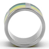 High polished (no plating) Stainless Steel Ring with Epoxy  in Multi Color