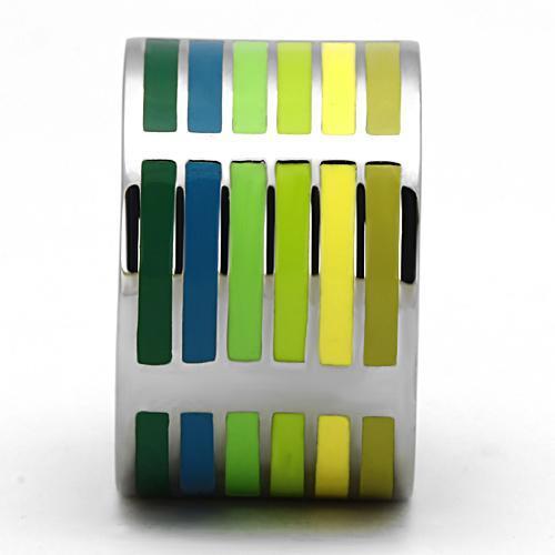 High polished (no plating) Stainless Steel Ring with Epoxy  in Multi Color