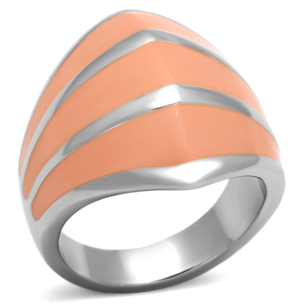 High polished (no plating) Stainless Steel Ring with Epoxy  in Orange