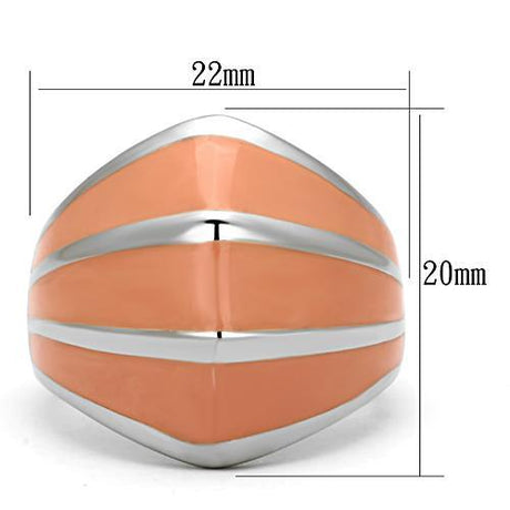 High polished (no plating) Stainless Steel Ring with Epoxy  in Orange