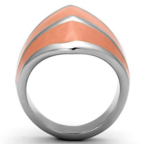 High polished (no plating) Stainless Steel Ring with Epoxy  in Orange