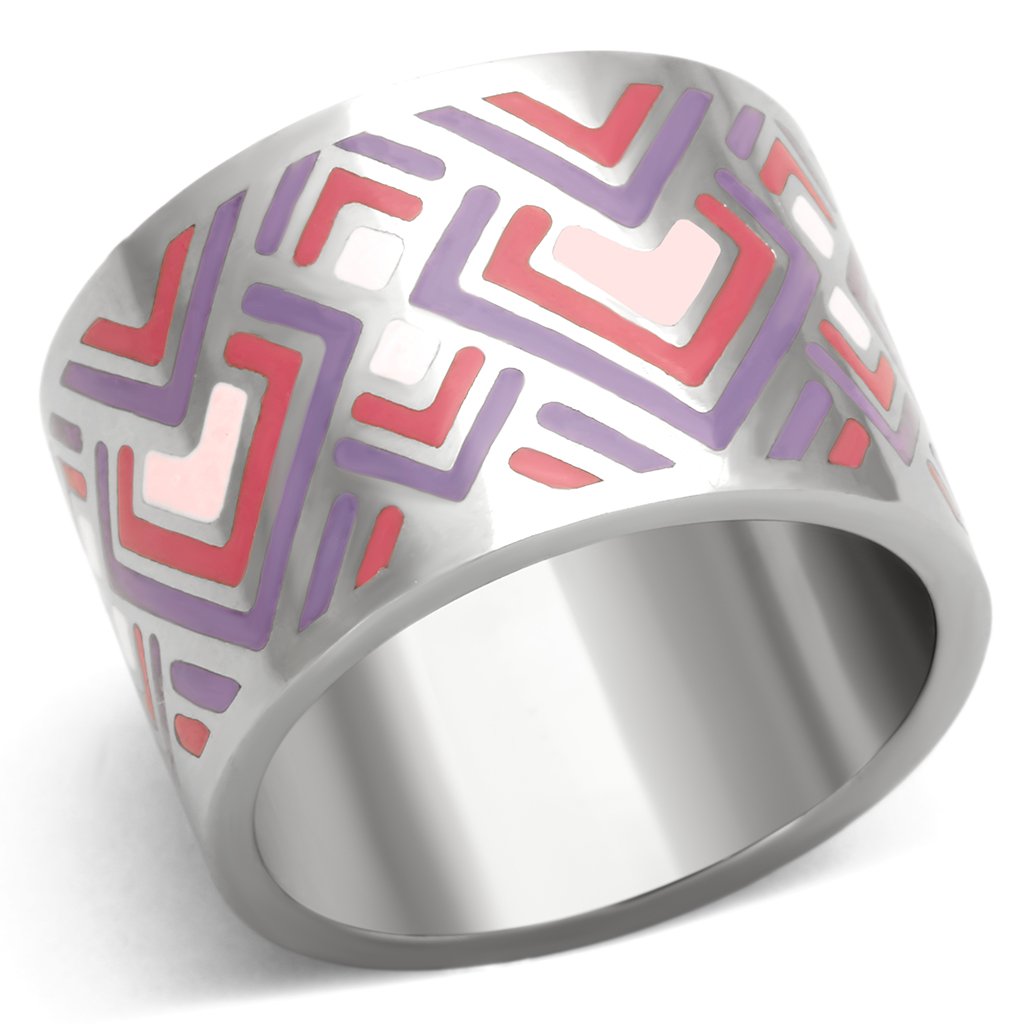 High polished (no plating) Stainless Steel Ring with Epoxy  in Multi Color