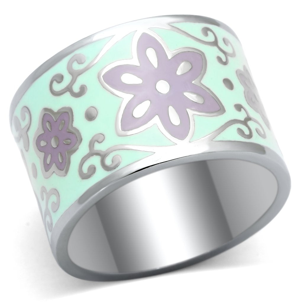 High polished (no plating) Stainless Steel Ring with Epoxy  in Multi Color