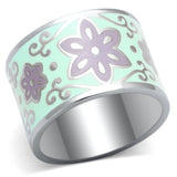 High polished (no plating) Stainless Steel Ring with Epoxy  in Multi Color