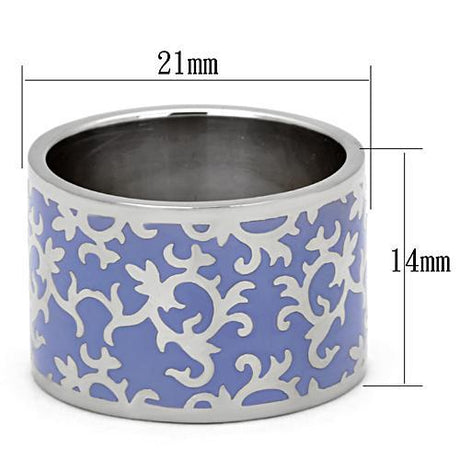High polished (no plating) Stainless Steel Ring with Epoxy  in Amethyst