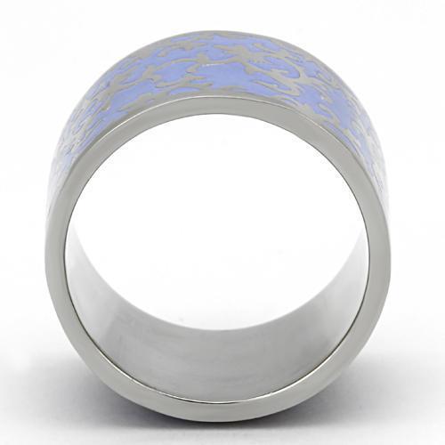 High polished (no plating) Stainless Steel Ring with Epoxy  in Amethyst