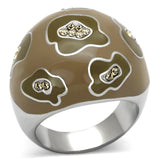 High polished (no plating) Stainless Steel Ring with Top Grade Crystal  in Citrine Yellow