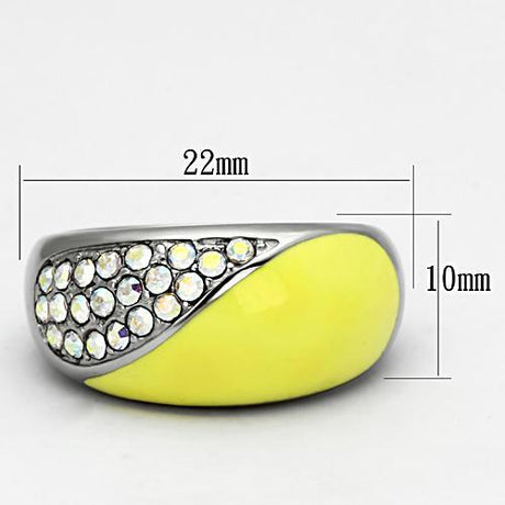 High polished (no plating) Stainless Steel Ring with Top Grade Crystal  in Aurora Borealis (Rainbow Effect)