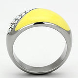 High polished (no plating) Stainless Steel Ring with Top Grade Crystal  in Aurora Borealis (Rainbow Effect)
