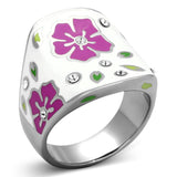 High polished (no plating) Stainless Steel Ring with Top Grade Crystal  in Clear