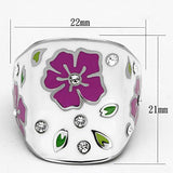 High polished (no plating) Stainless Steel Ring with Top Grade Crystal  in Clear