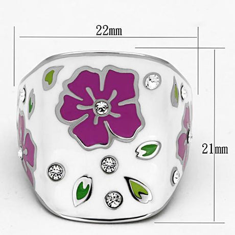 High polished (no plating) Stainless Steel Ring with Top Grade Crystal  in Clear