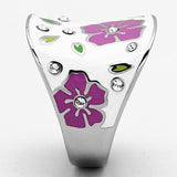 High polished (no plating) Stainless Steel Ring with Top Grade Crystal  in Clear