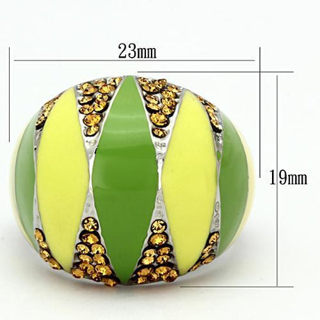 High polished (no plating) Stainless Steel Ring with Top Grade Crystal  in Topaz