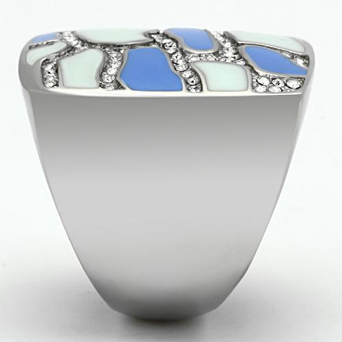High polished (no plating) Stainless Steel Ring with Top Grade Crystal  in Clear