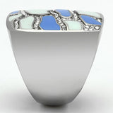 High polished (no plating) Stainless Steel Ring with Top Grade Crystal  in Clear
